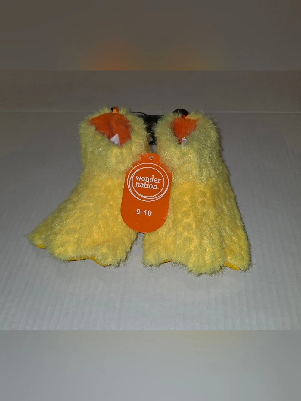 wonder nation Yellow Fuzzy Duck Foot Children's Slippers Sz 9-10